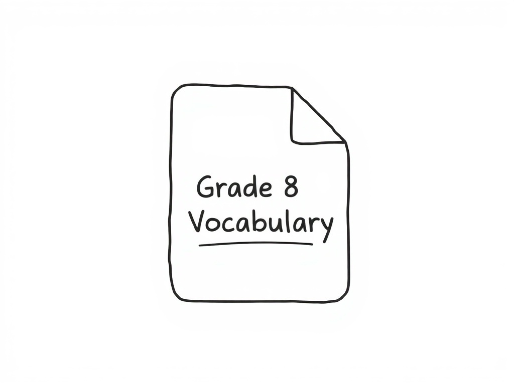 Vocabulary list for grade 8 with examples and meanings