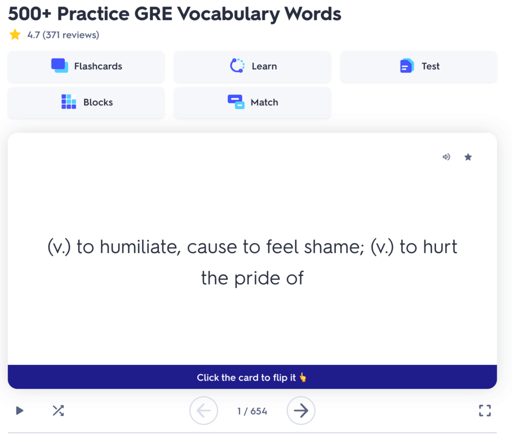 best digital flashcards for GRE